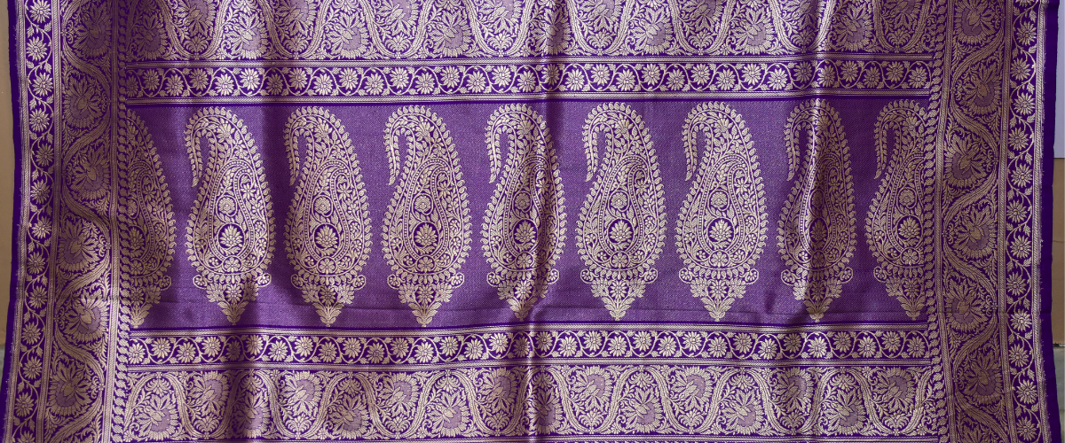 close-up-of-Banarasi-handwoven-saree-with-zari-work | Indian Handwoven Sarees | Mitranis