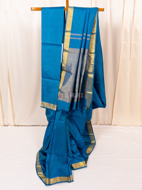 Pure Zari Kanjivaram Silk Blue Saree