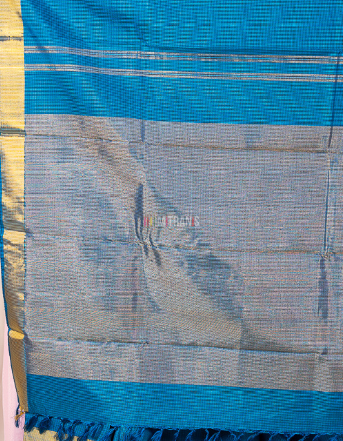 Pure Zari Kanjivaram Silk Blue Saree - Image 3