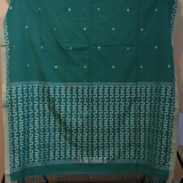 Cotton By Cotton Needle Saree Greenish Jamdani | Mitranis
