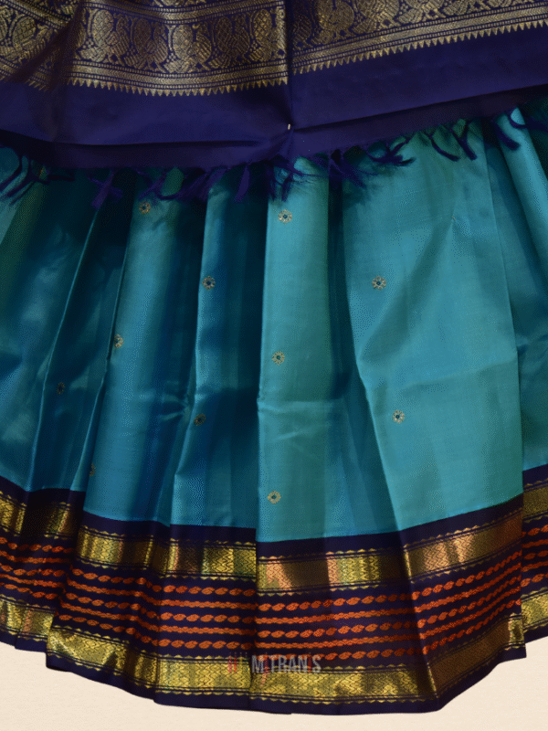 Pure Zari Kanjivaram Silk Peacock Blue Saree | Mitranis