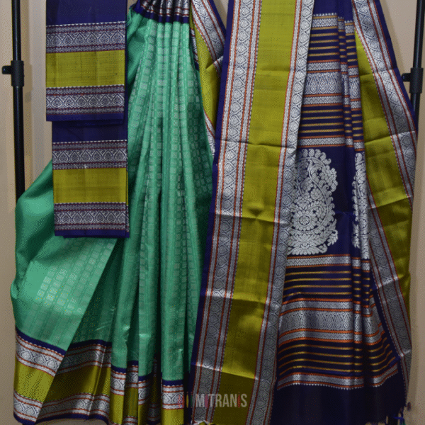 Pure Zari Kanjivaram Silk Green Saree 48 Motifs | Mitranis