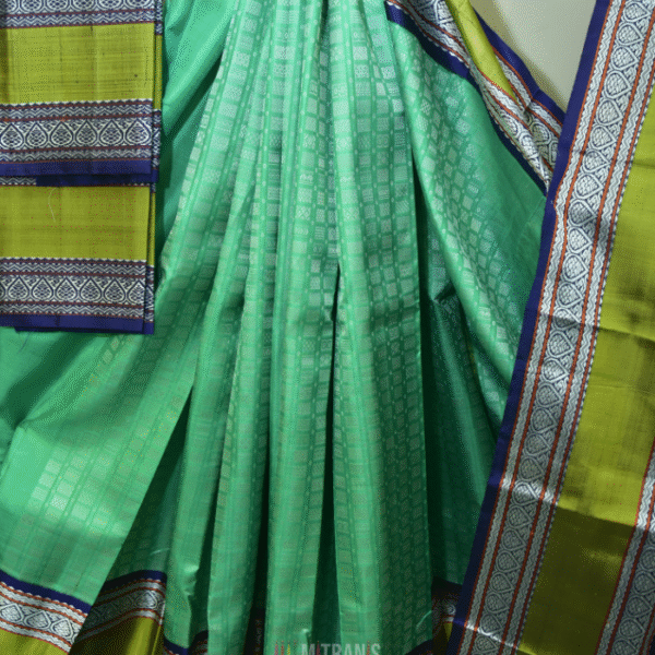 Pure Zari Kanjivaram Silk Green Saree 48 Motifs | Mitranis