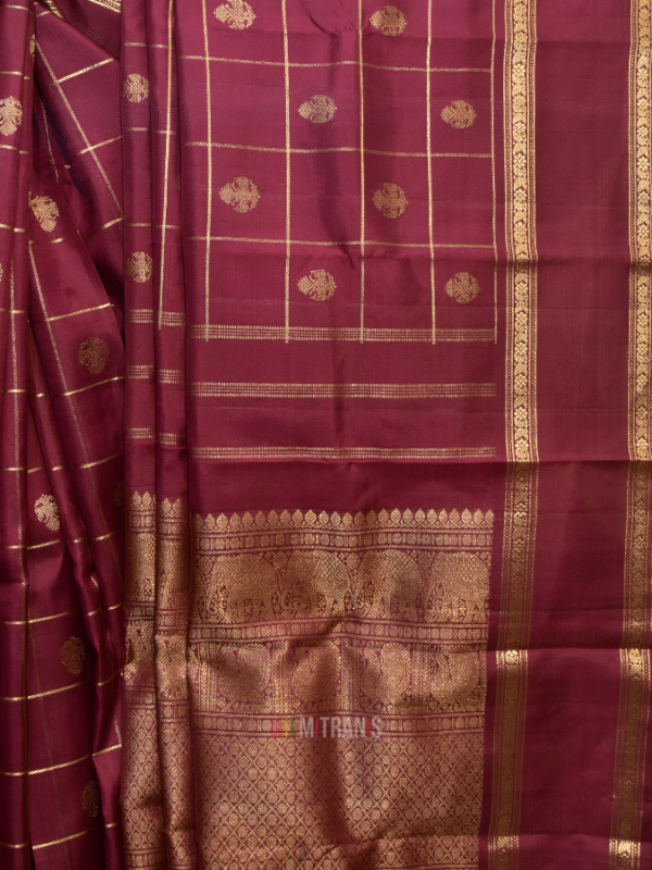 Pure Zari Kanjivaram Silk Saree Dark Wine | Mitranis
