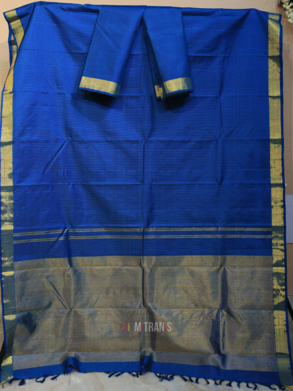 Pure Zari Kanjivaram Silk Blue Saree | Mitranis