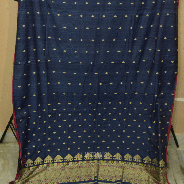 Assam Eri by Eri Silk Denim Blue Saree | Mitranis