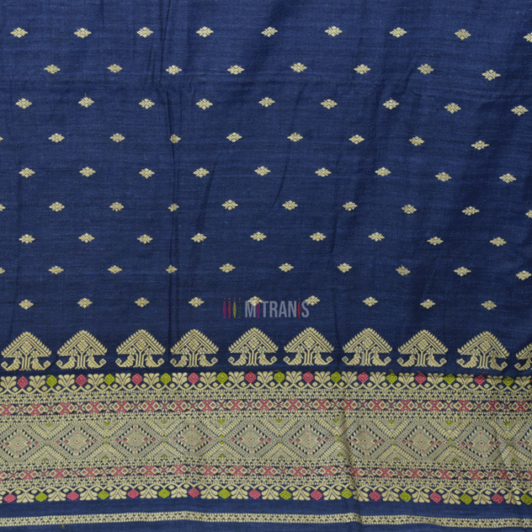 Assam Eri by Eri Silk Denim Blue Saree | Mitranis