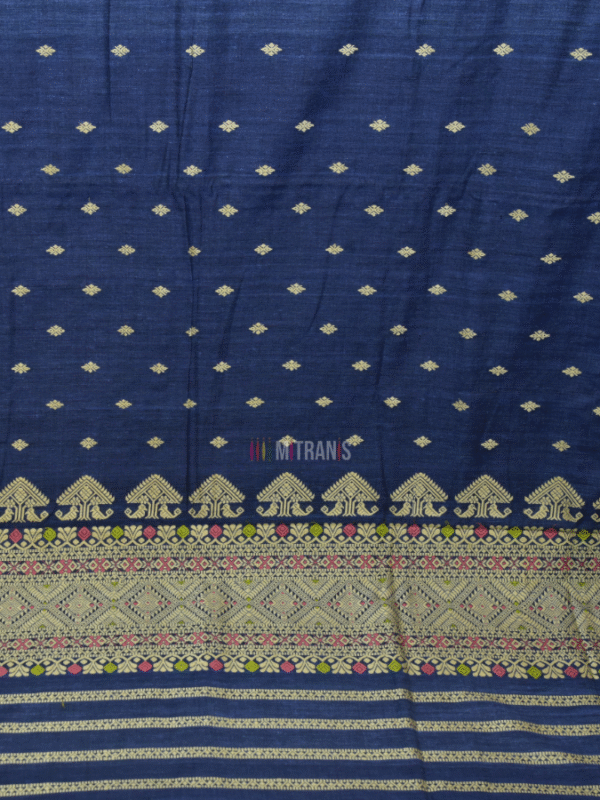 Assam Eri by Eri Silk Denim Blue Saree | Mitranis