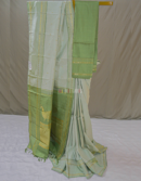 Pastel Green Pure Zari Kanjivaram Silk Saree with Peacock Motifs | Mitranis
