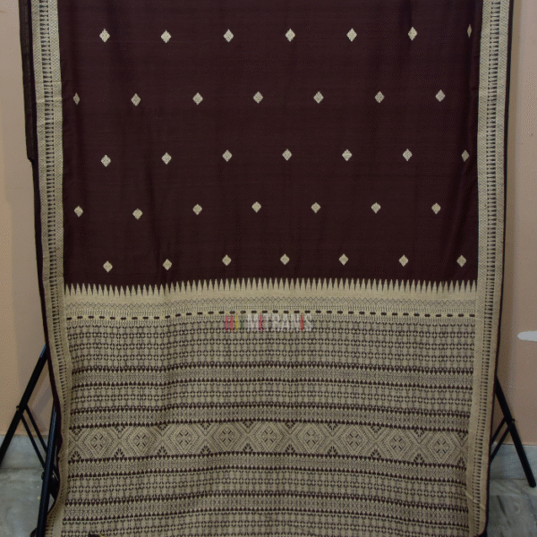 Assam Mulberry by Eri Silk Saree Dark Brown | Mitranis