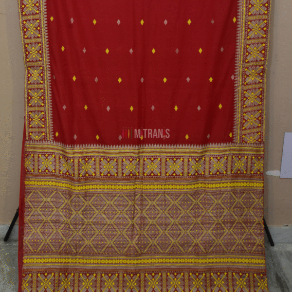 Assam Paat by Eri Silk Saree Red | Mitranis