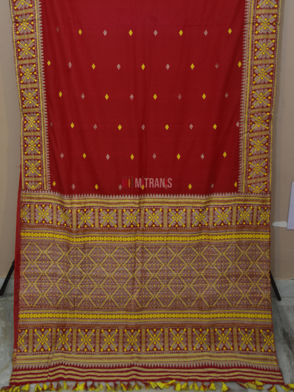 Assam Paat by Eri Silk Saree Red | Mitranis