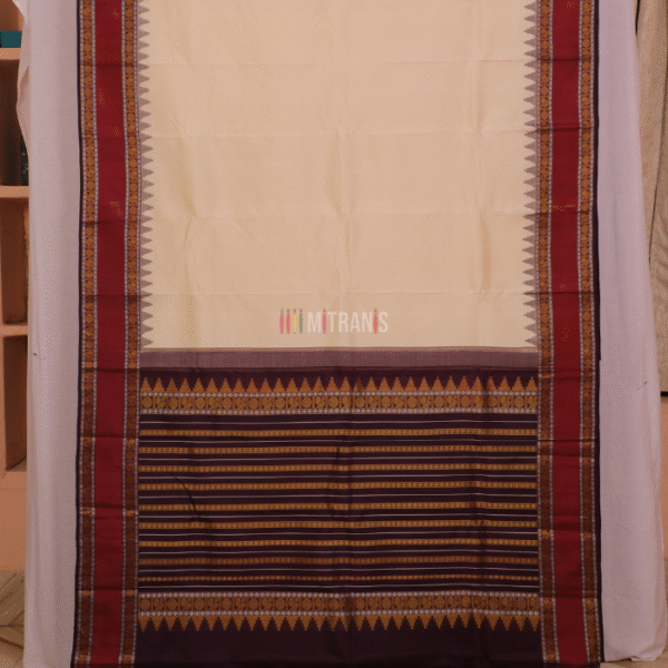Cream Kanchipuram Silk Saree | Mitranis