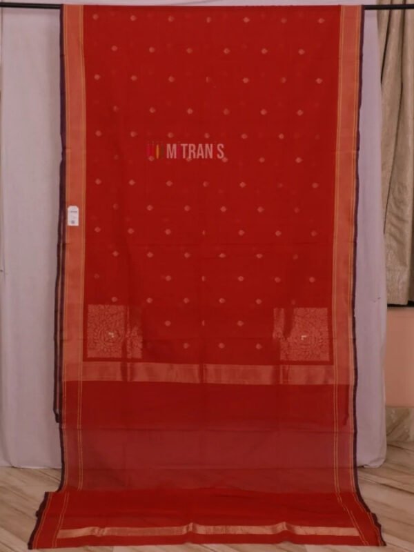Cotton By Cotton Vermillion Red Banarasi
