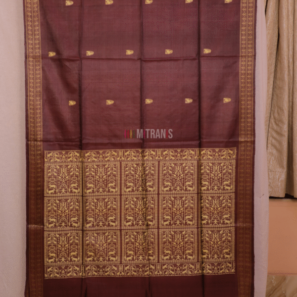 Kosa Tussar Silk Dark Wine Saree | Mitranis