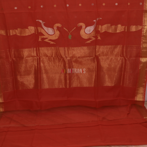 Venkatgiri Cotton by Cotton Brick Red Saree | Mitranis