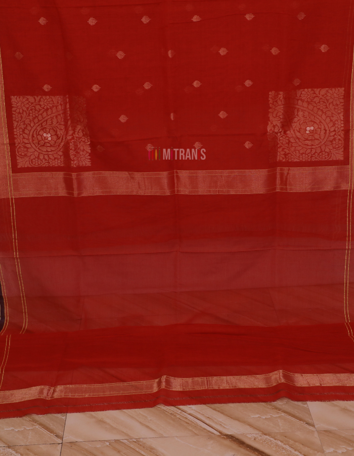 Cotton By Cotton Vermillion Red Banarasi - Image 3