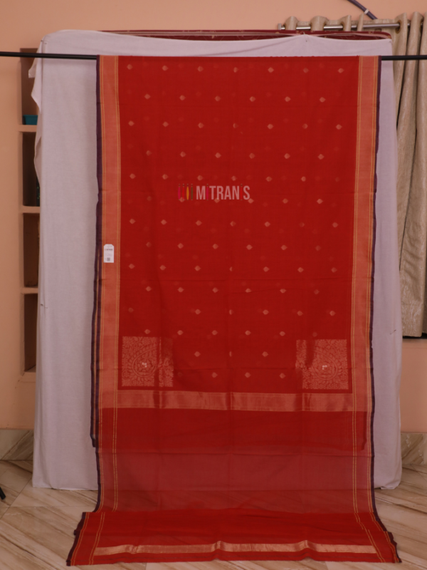 Cotton By Cotton Vermillion Red Banarasi