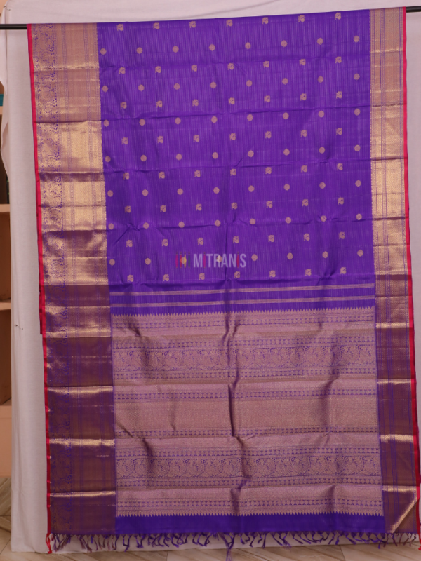 Persian Blue Vaira Oosi Kanjivaram Silk Saree