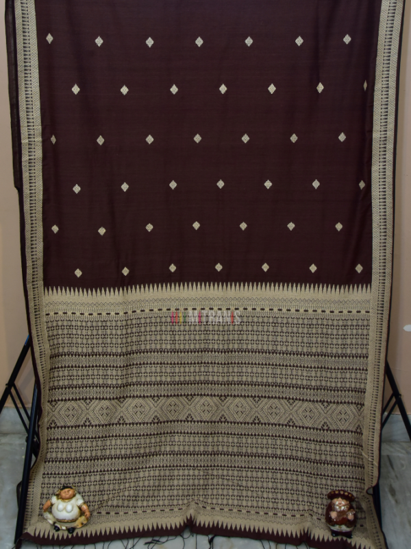 Assam Mulberry by Eri Silk Saree Dark Brown