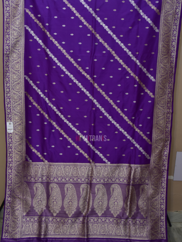 Single Katan Handwoven Banarasi Saree Purple