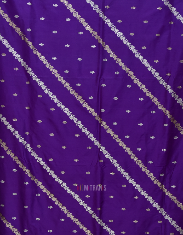 Single Katan Handwoven Banarasi Saree Purple