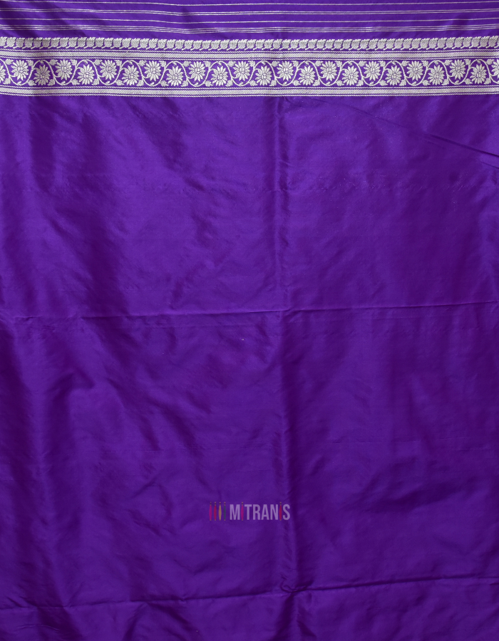 Single Katan Handwoven Banarasi Saree Purple