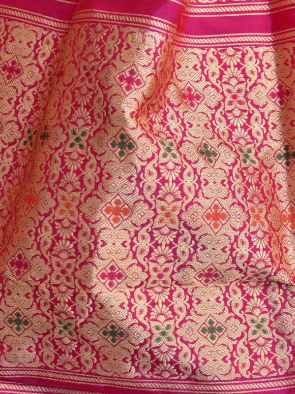 Single Katan Benarasi Saree Rani Pink