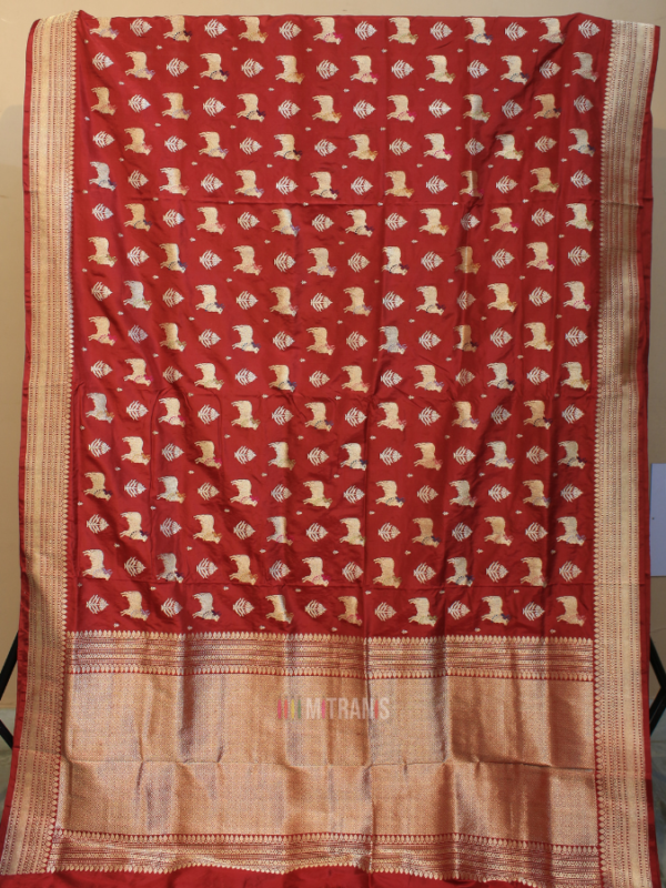 Double Katan Benarasi Reddish Maroon
