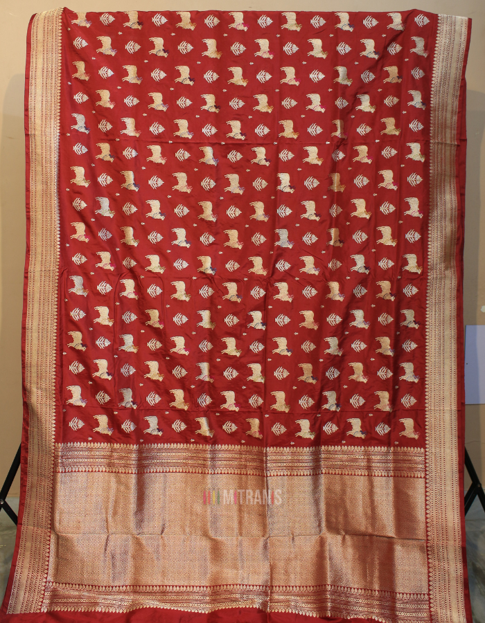 Double Katan Benarasi Reddish Maroon