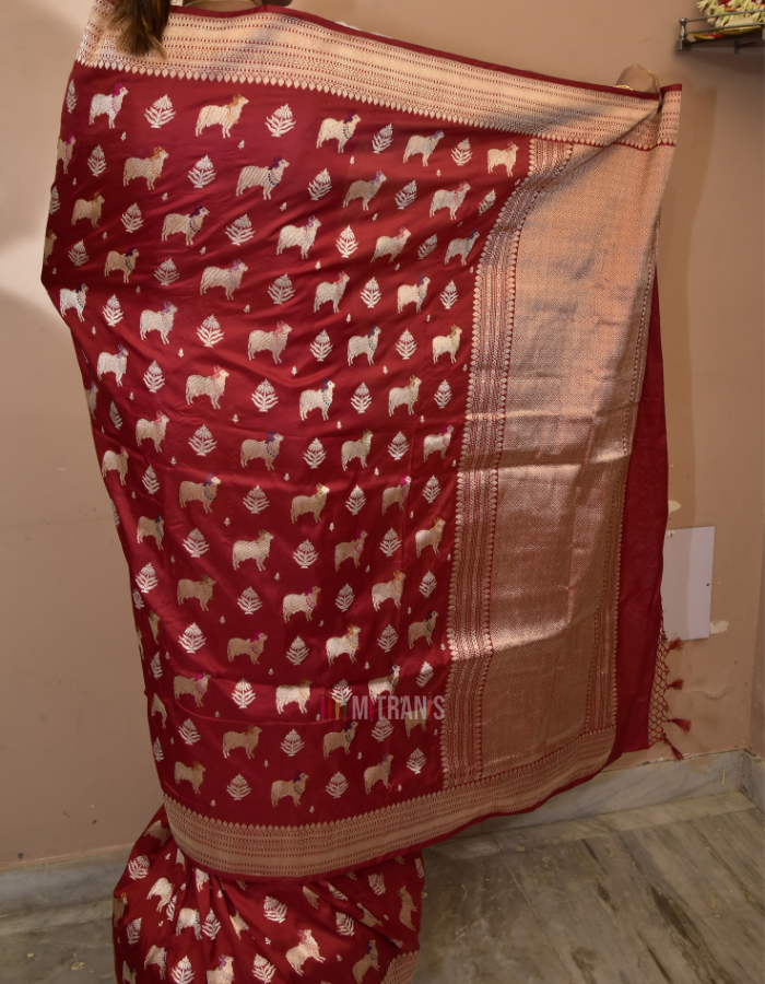 Double Katan Benarasi Reddish Maroon