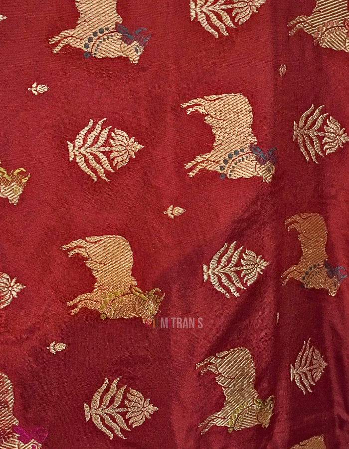 Double Katan Benarasi Reddish Maroon