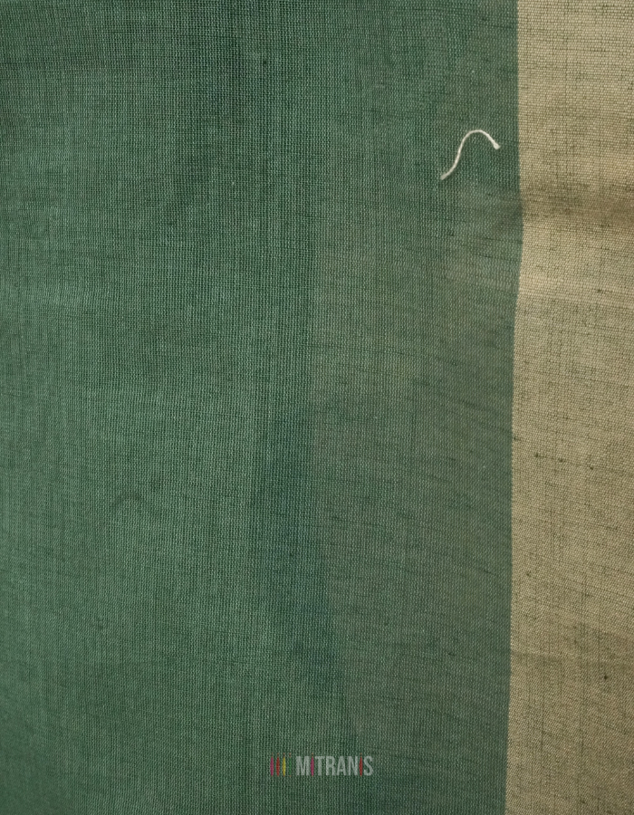 Cotton By Cotton Needle Saree Greenish Jamdani