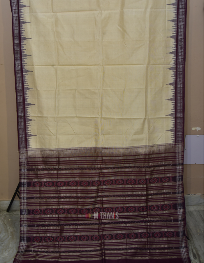 Sambalpuri Fine Twisted Tussar Saree Wine Red