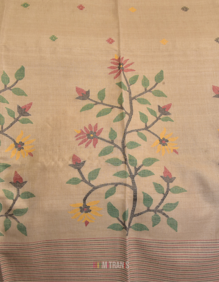 Tussar Cotton Needle Jamdani Saree Multicolour - Image 5