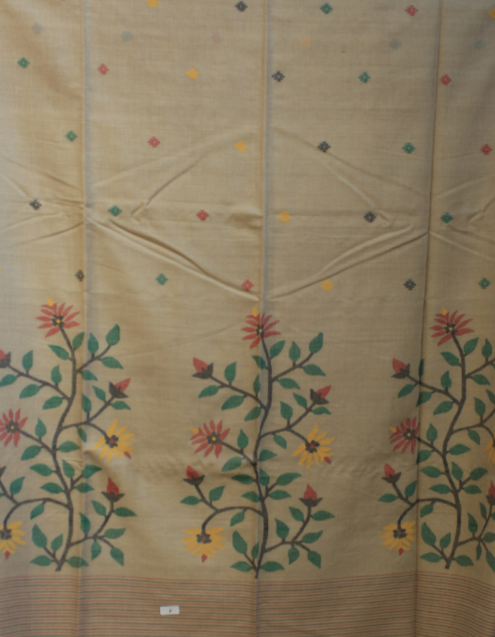 Cotton By Cotton Needle Greenish Jamdani Saree