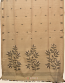 Tussar Cotton Needle Jamdani Saree Black