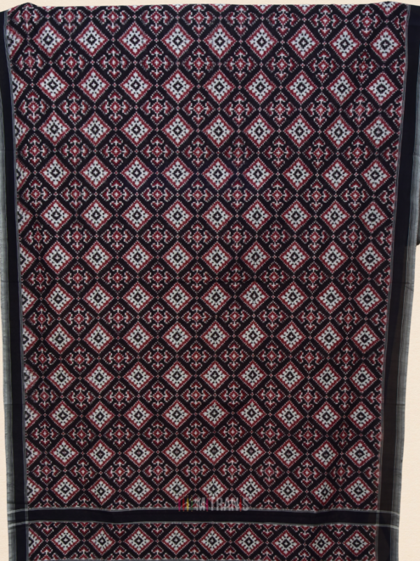 Pure Teliya Double Ikat Black and Maroon Saree