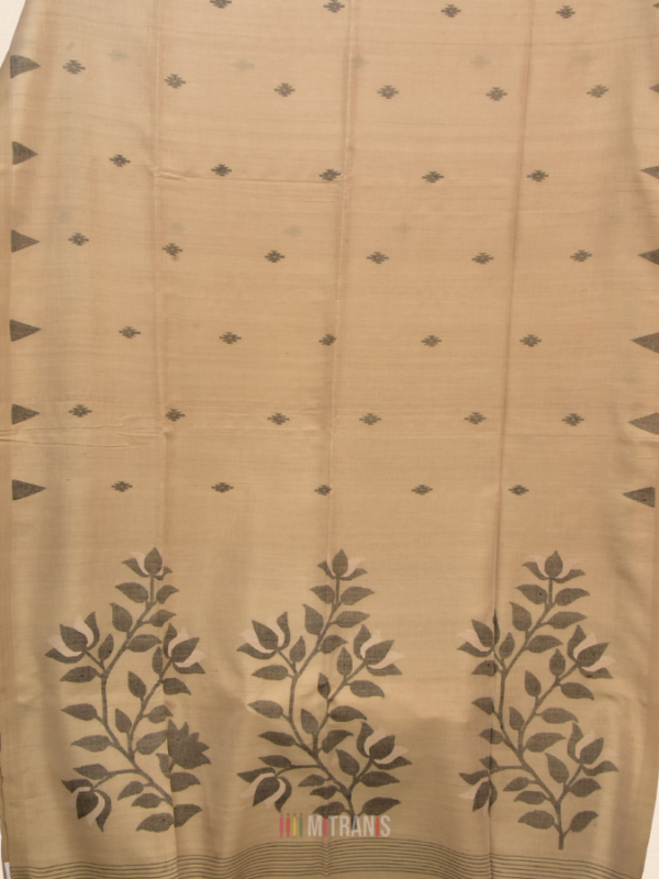 Tussar Cotton Needle Jamdani Saree Black