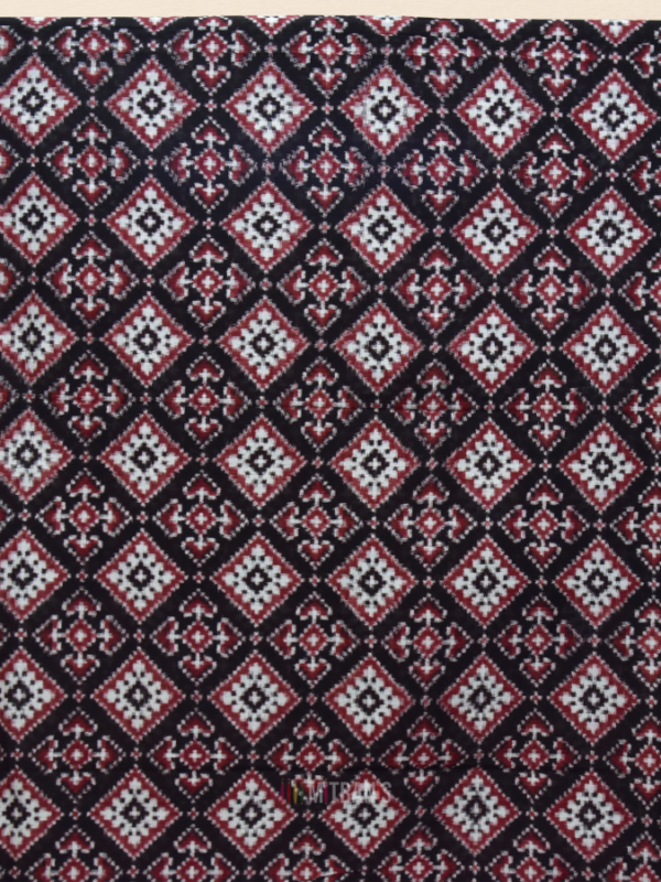 Pure Teliya Double Ikat Black and Maroon Saree
