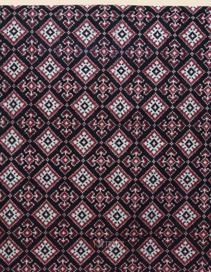 Pure Teliya Double Ikat Black and Maroon Saree