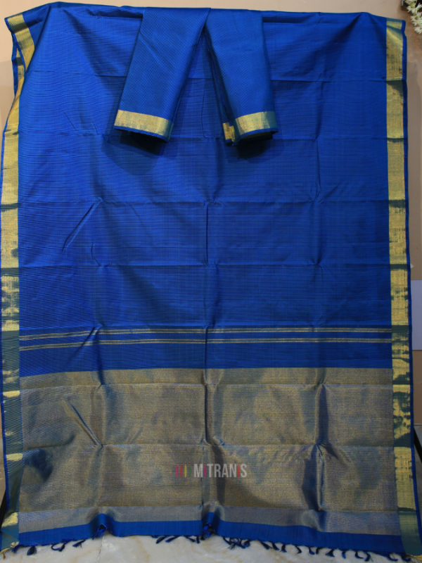 Pure Zari Kanjivaram Silk Blue Saree