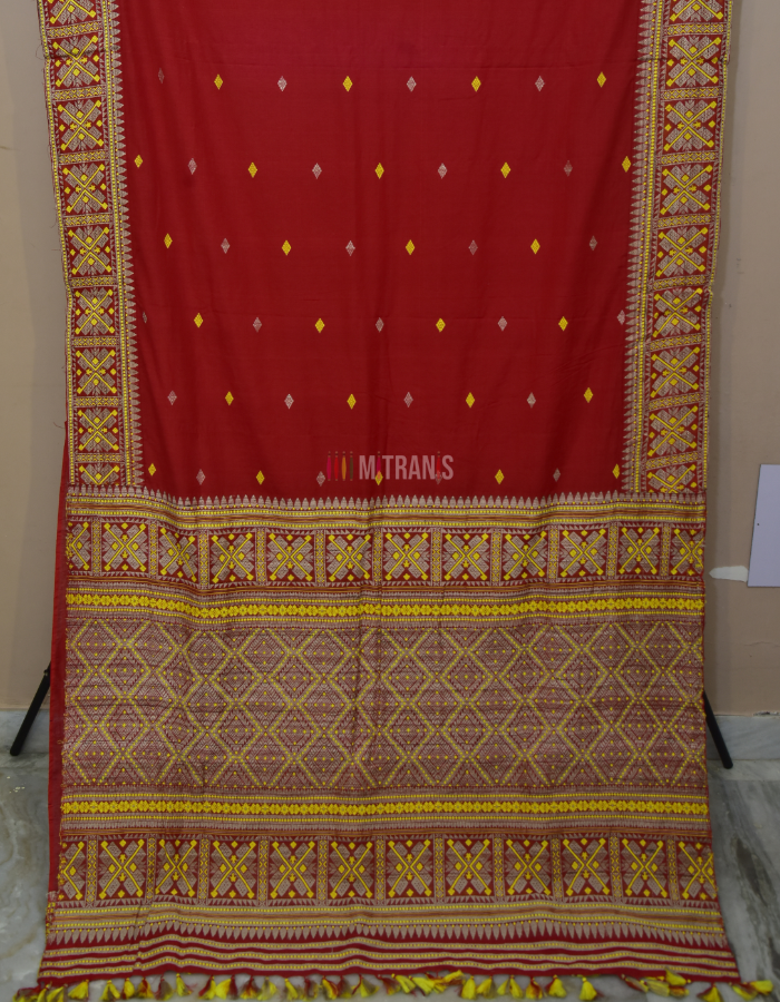 Assam Paat by Eri Silk Saree Red