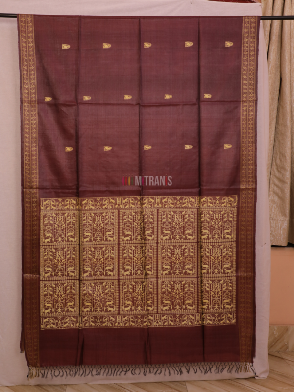 Kosa Tussar Silk Dark Wine Saree