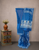 Indigo Floral Cotton Dabu Print Saree | Mitranis