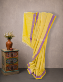 Yellow Purple Striped Udupi Cotton Saree | Mitranis