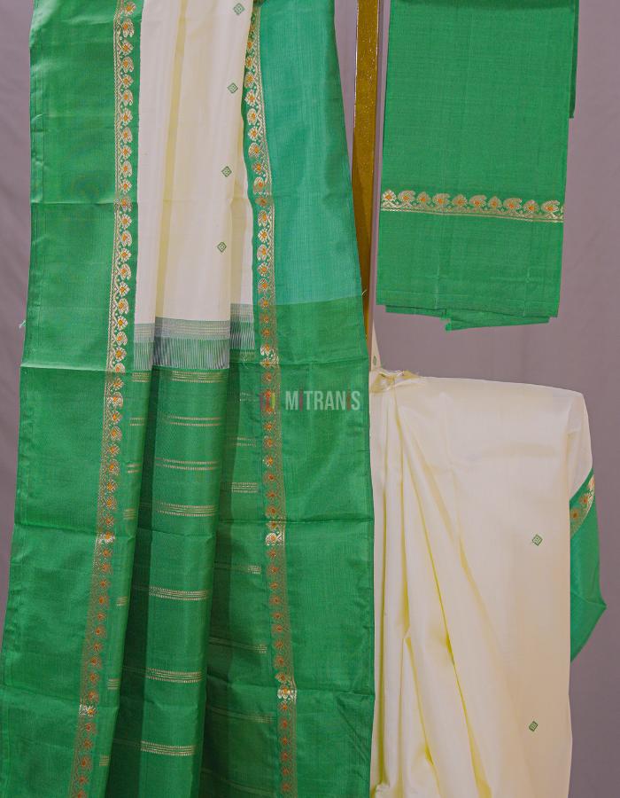 Light Lemon Yellow Pure Zari Meenakari Kanjivaram Silk Saree - Image 2