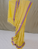 Yellow Purple Striped Udupi Cotton Saree | Mitranis