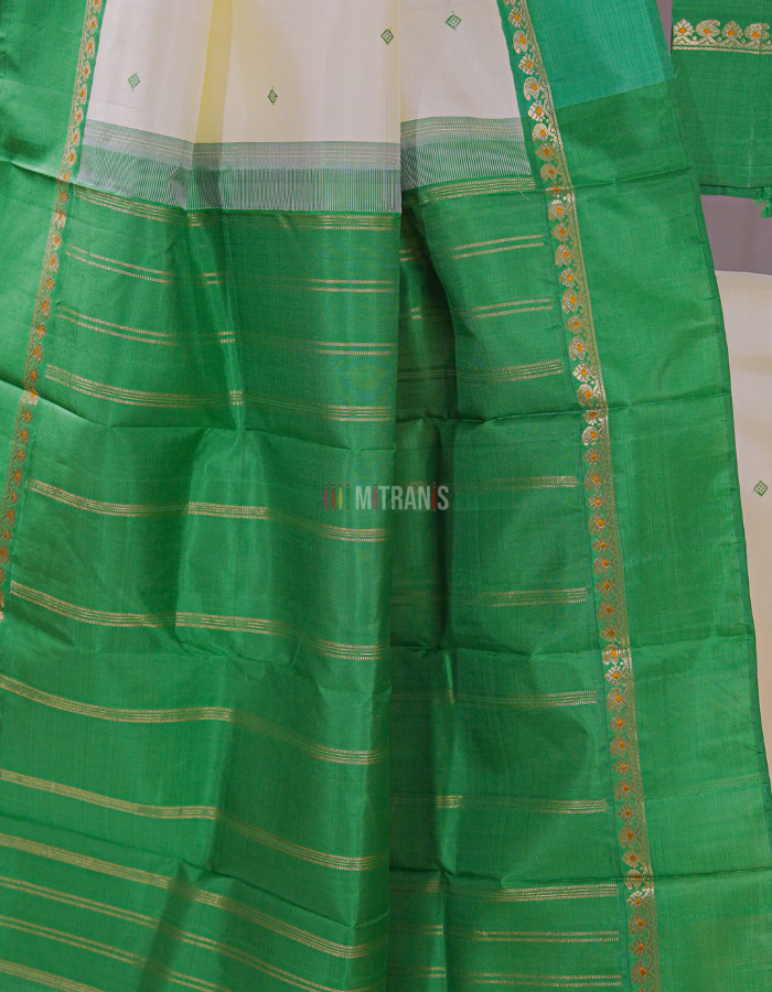 Light Lemon Yellow Pure Zari Meenakari Kanjivaram Silk Saree - Image 3