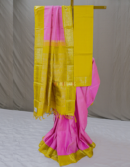 3 Gram Gold Plated Pink Pure Zari Kanjivaram Silk Saree with Mustard Korvai Border | Mitranis